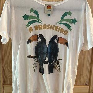 FARM Rio White and Green Short Sleeve Tee